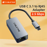 USB 3.1 Type C to 2.5G Rj45 Ethernet Lan Adapter for MacBook Pro/Air, iPad Pro,Dell XPS, Surface Laptop, Mac